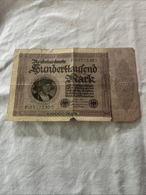 100000 1923 German mark+10 billion and 2 billion mark
